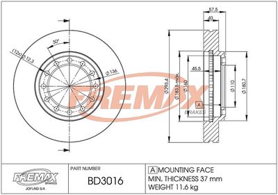 BD3016 FREMAX Тормозной диск