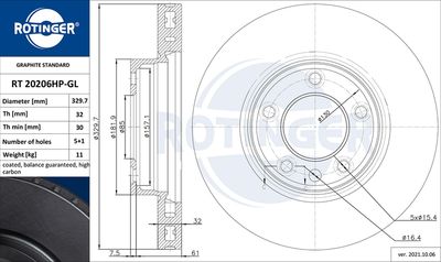 RT20206HPGL ROTINGER Тормозной диск