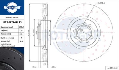 RT20777GLT3 ROTINGER Тормозной диск