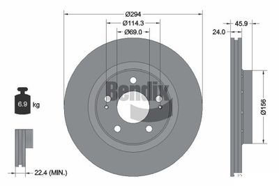 BDS1279 BENDIX Braking Тормозной диск