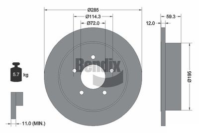 BDS1925 BENDIX Braking Тормозной диск