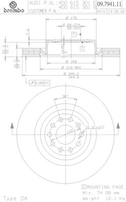 09794111 BREMBO Тормозной диск