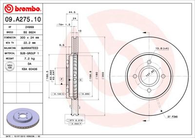 09A27510 BREMBO Тормозной диск