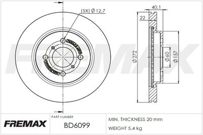 BD6099 FREMAX Тормозной диск