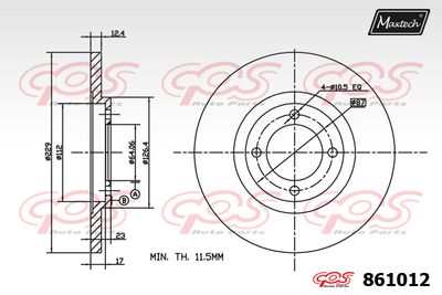 861012 MAXTECH Тормозной диск