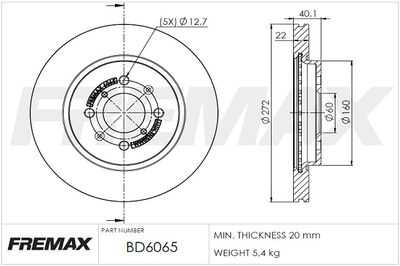 BD6065 FREMAX Тормозной диск