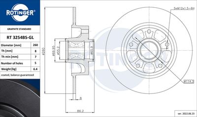 RT3254BSGL ROTINGER Тормозной диск