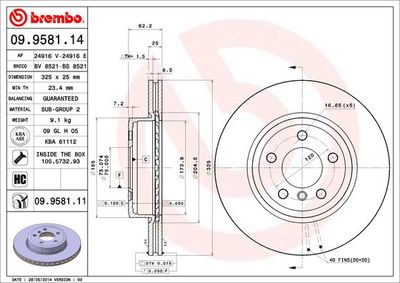 09958111 BREMBO Тормозной диск