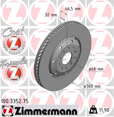 100335275 ZIMMERMANN Тормозной диск