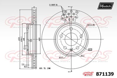 871139 MAXTECH Тормозной диск