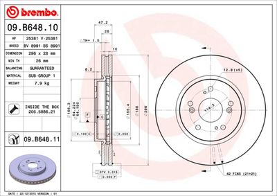 09B64811 BREMBO Тормозной диск