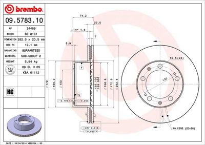 09578310 BREMBO Тормозной диск