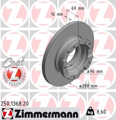 250136820 ZIMMERMANN Тормозной диск
