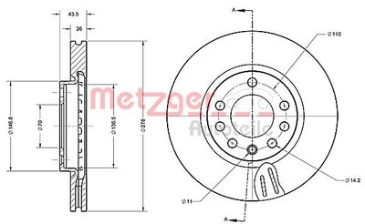 6110678 METZGER Тормозной диск