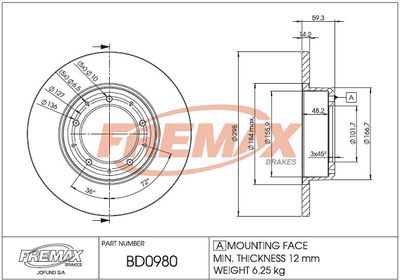 BD0980 FREMAX Тормозной диск