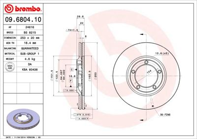 09680410 BREMBO Тормозной диск