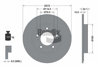 BDS1966 BENDIX Braking Тормозной диск