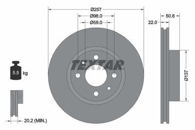 92052100 TEXTAR Тормозной диск