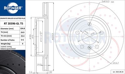 RT20396GLT5 ROTINGER Тормозной диск