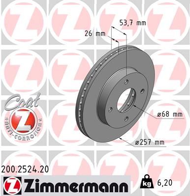 200252420 ZIMMERMANN Тормозной диск
