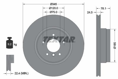 92161200 TEXTAR Тормозной диск