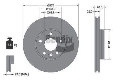 BDS1505 BENDIX Braking Тормозной диск