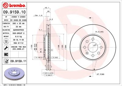 09915911 BREMBO Тормозной диск