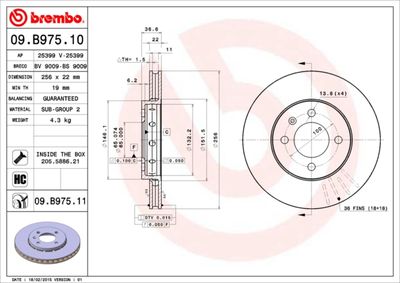 09B97510 BREMBO Тормозной диск