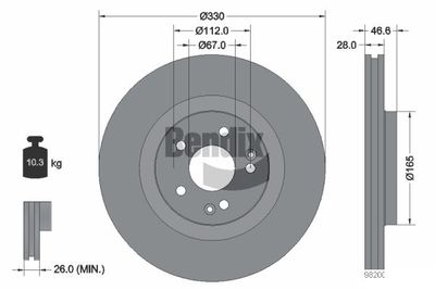 BDS1954HC BENDIX Braking Тормозной диск