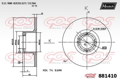 881410 MAXTECH Тормозной диск