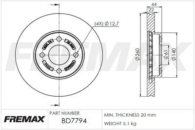 BD7794 FREMAX Тормозной диск