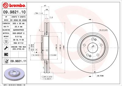 09982111 BREMBO Тормозной диск