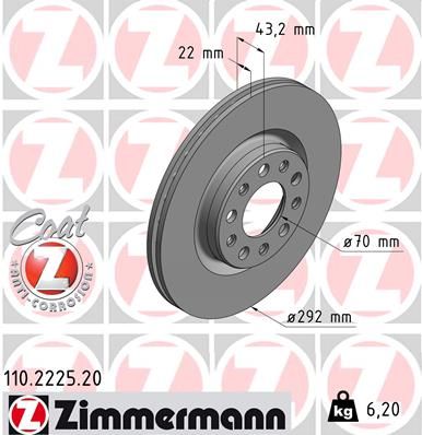 110222520 ZIMMERMANN Тормозной диск