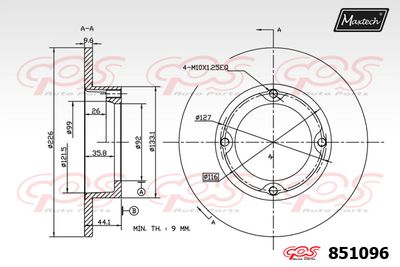 851096 MAXTECH Тормозной диск