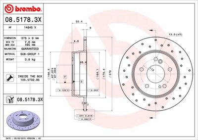 0851783X BREMBO Тормозной диск