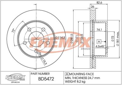 BD5472 FREMAX Тормозной диск