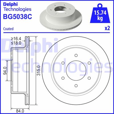 BG5038C DELPHI Тормозной диск