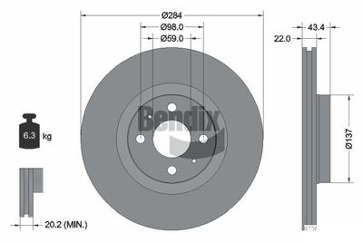 BDS1073 BENDIX Braking Тормозной диск