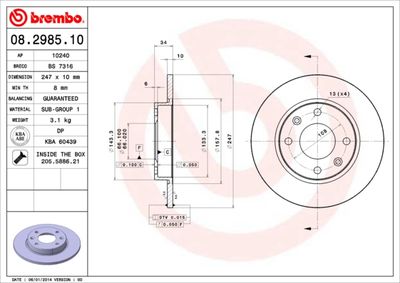 08298510 BREMBO Тормозной диск