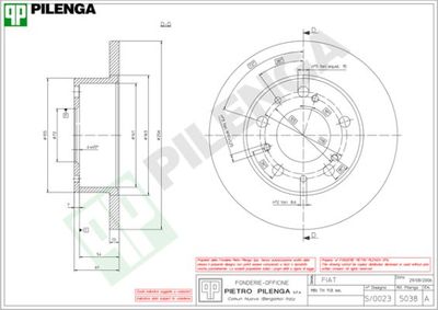 5038 PILENGA Тормозной диск