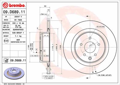 09D68911 BREMBO Тормозной диск