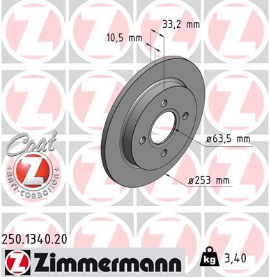 250134020 ZIMMERMANN Тормозной диск