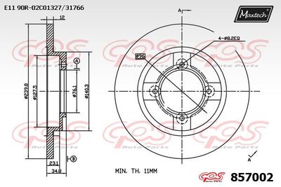 857002 MAXTECH Тормозной диск