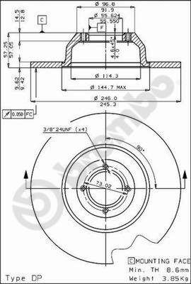 08263210 BREMBO Тормозной диск