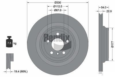 BDS1696HC BENDIX Braking Тормозной диск