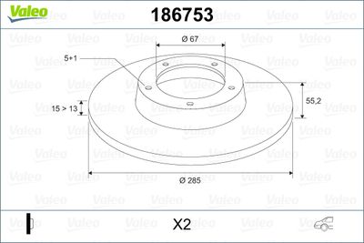 186753 VALEO Тормозной диск