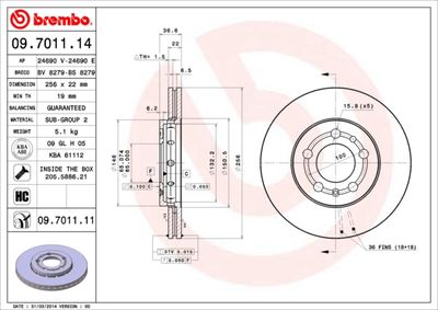 09701114 BREMBO Тормозной диск