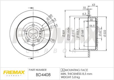 BD4408 FREMAX Тормозной диск