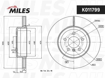 K011799 MILES Тормозной диск