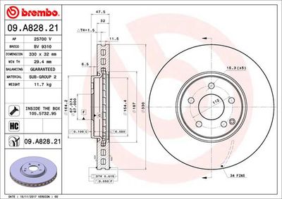 09A82821 BREMBO Тормозной диск